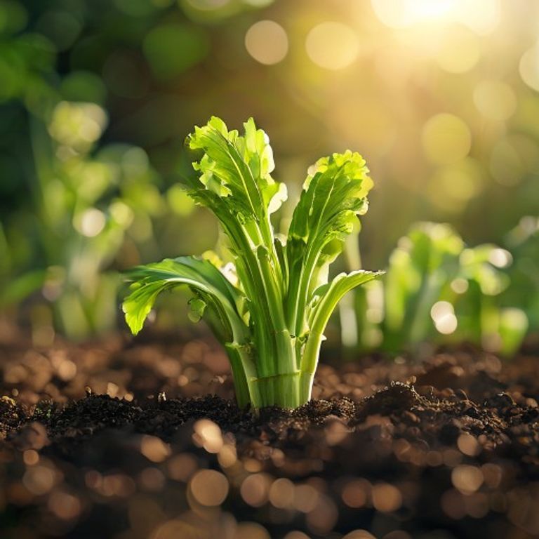 Celery growing in a home garden