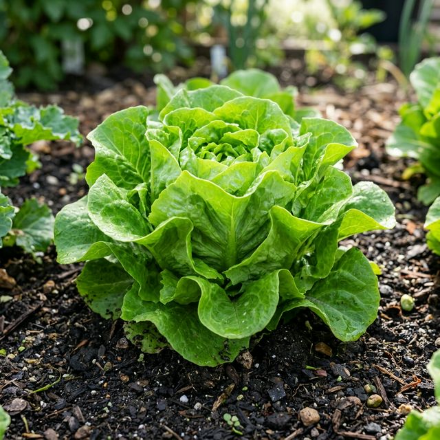 Lettuce growing in a home garden