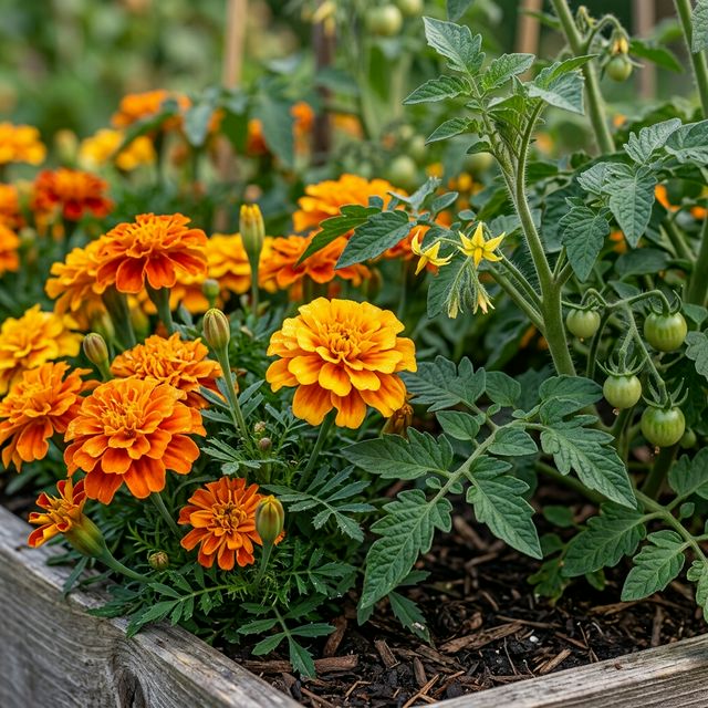 Signet Marigold growing in a home garden