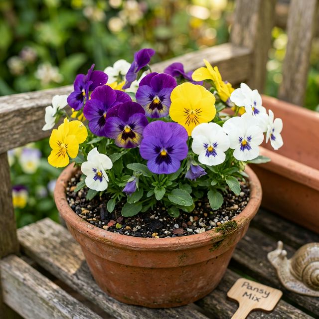Pansy & Viola growing in a home garden