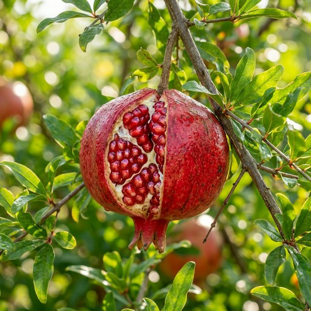 Pomegranate growing in a home garden
