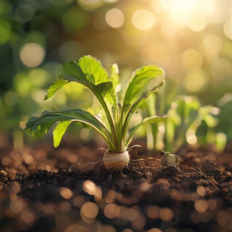 Radish growing in a home garden
