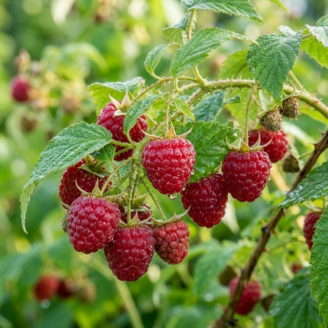 Raspberry growing in a home garden